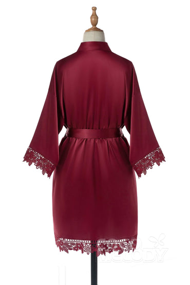 Short Silk-Like and Lace Robes CZ0214 - COCOMELODY