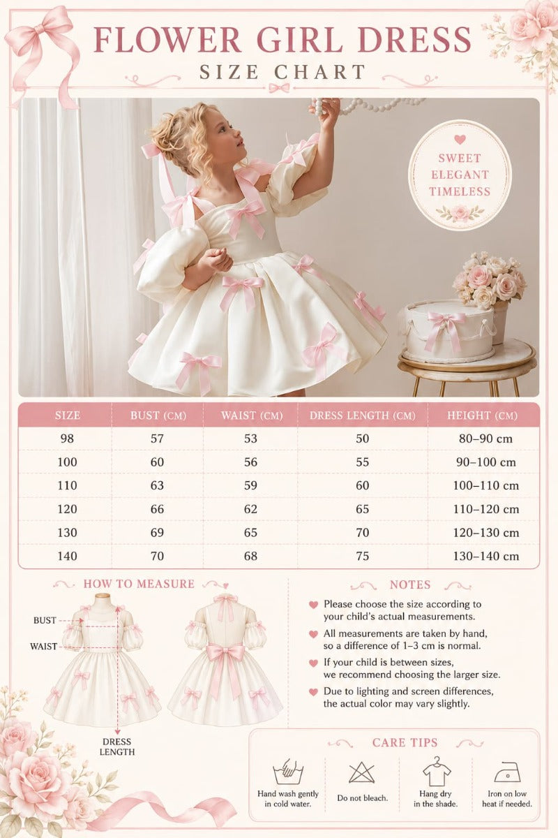 Sweet Satin Cold Shoulder Puff Sleeves Bow Details Flower Girl Dresses 994215152061