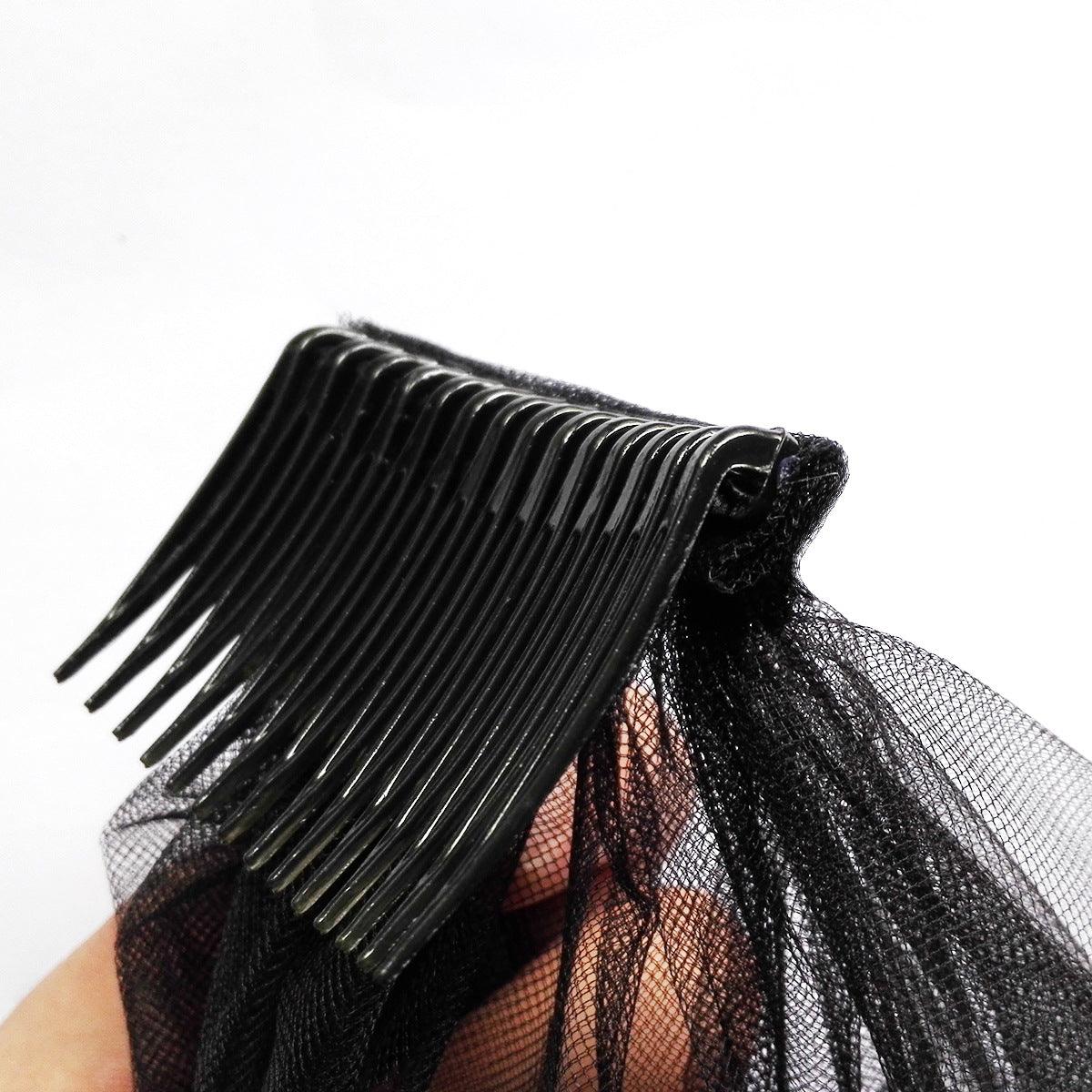 Black veil chiffon bow simple headdress with plain edge 607106461584 - COCOMELODY