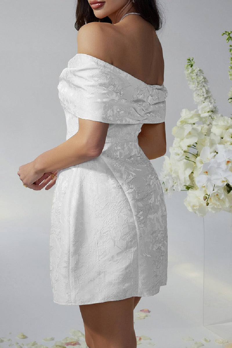A-Line Mini Jacquard Satin Dress 911548528871