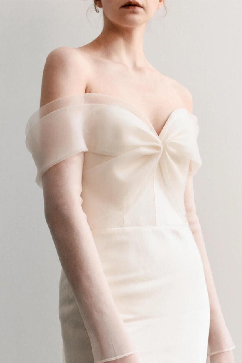 Trumpet-Mermaid Sweep-Brush Train Satin Wedding Dress 811185764987 - COCOMELODY