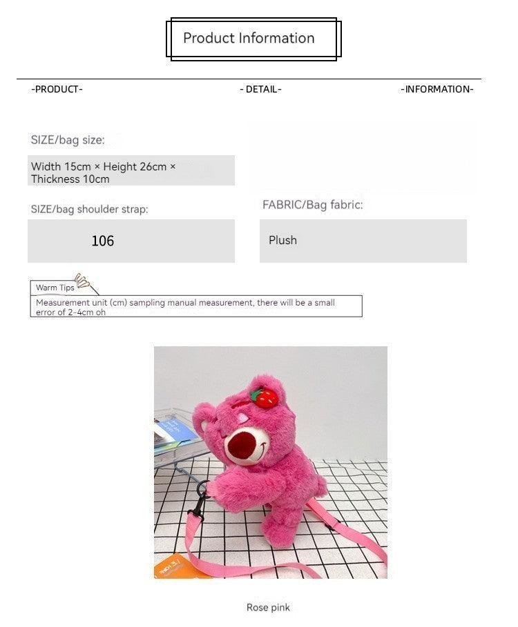 Straddle Strawberry Bear doll change kids bag 853476266016 - COCOMELODY