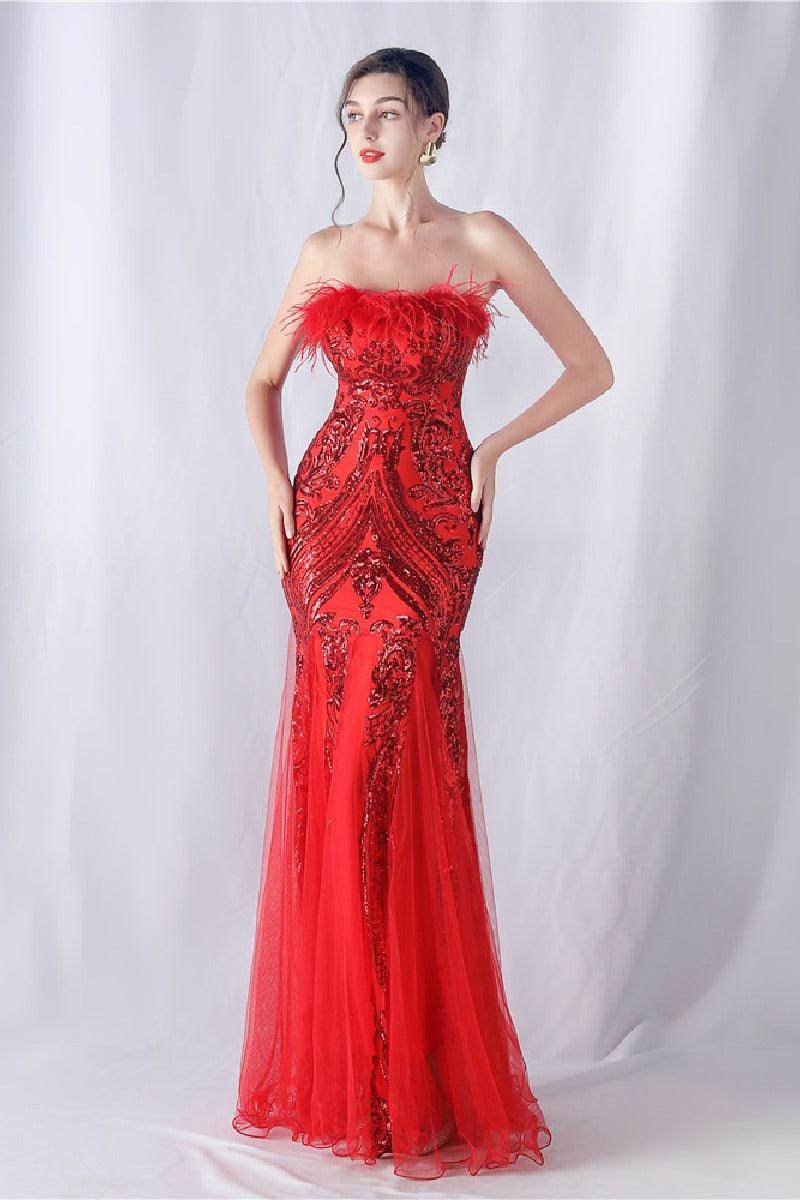 Trumpet-Mermaid Floor Length Sequins Dress 794428992571 - COCOMELODY