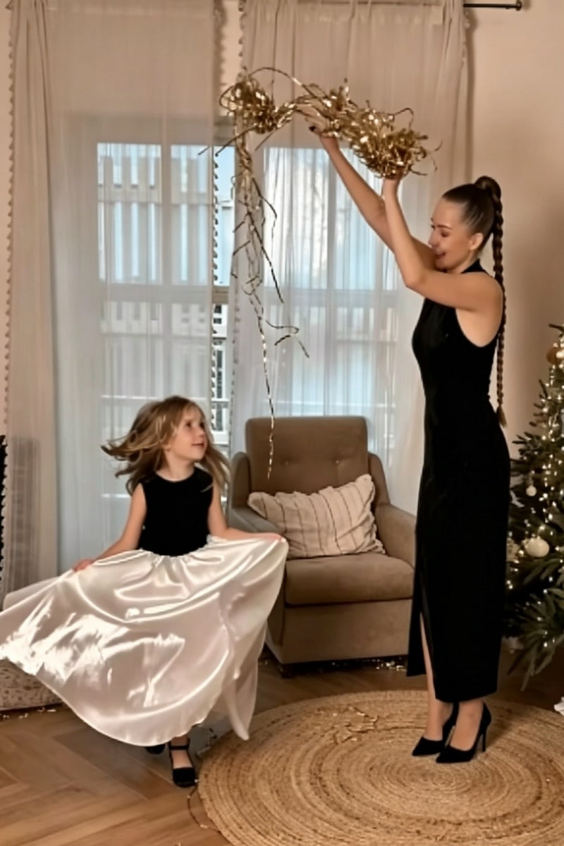 A-Line Satin Contrast Bodice with Bow Flower Girl Dresses 1009958013678