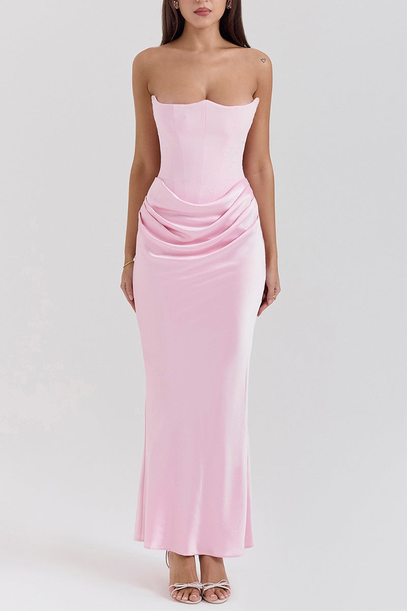 Sheath-Column Maxi Satin Dress 890654168879