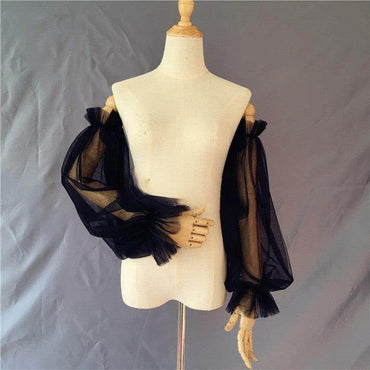 Ruffled black elastic sleeves 583122974681 - COCOMELODY