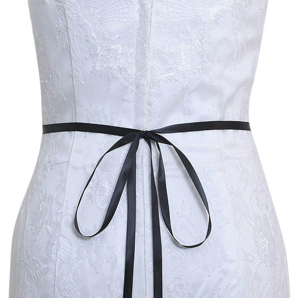 Ribbons Wedding Sash with Rhinestone Imitation Pearl 837366894589 - COCOMELODY
