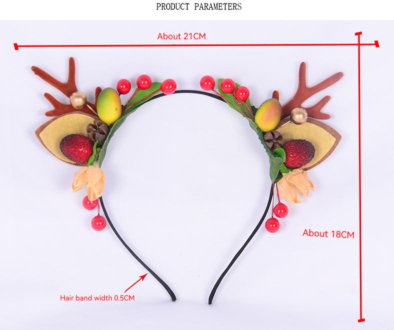 Christmas cat ears Berry headband Holiday party face wash antler headband 849471800595 - COCOMELODY