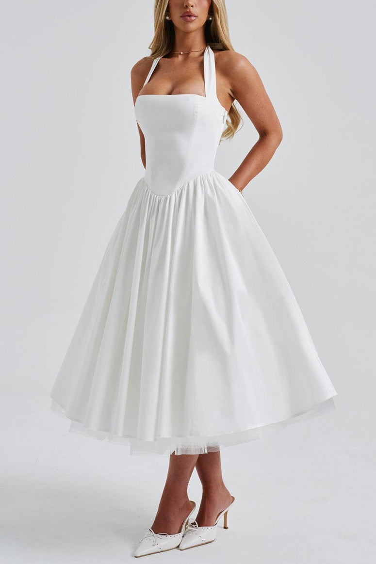 A-line Midi Satin Formal Evening Dresses 848413339701