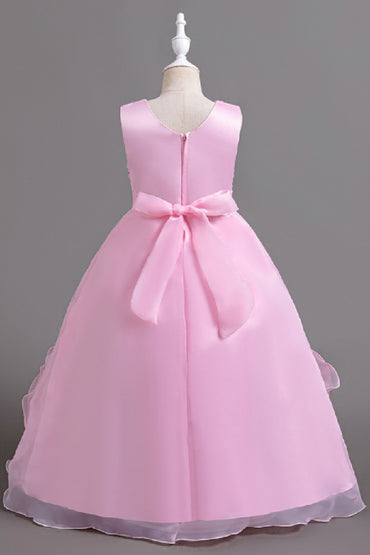 Sleeveless V-Neck Organza Floor Length Flower Girl Dresses 1029248406776