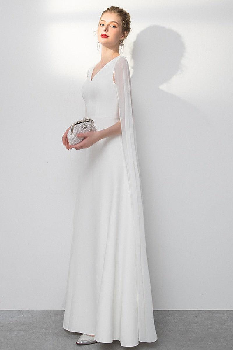 A-Line Floor Length Elastic Cloth Wedding Dress 718869750872 - COCOMELODY