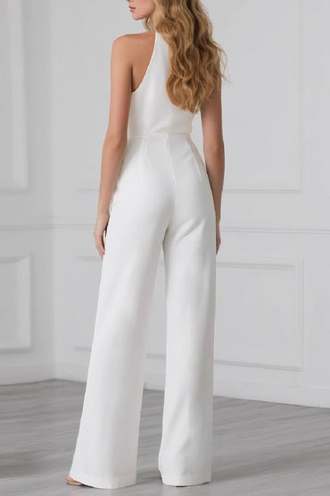 Halter Floor Length Elastic Cloth Wedding Jumpsuit 949852323242