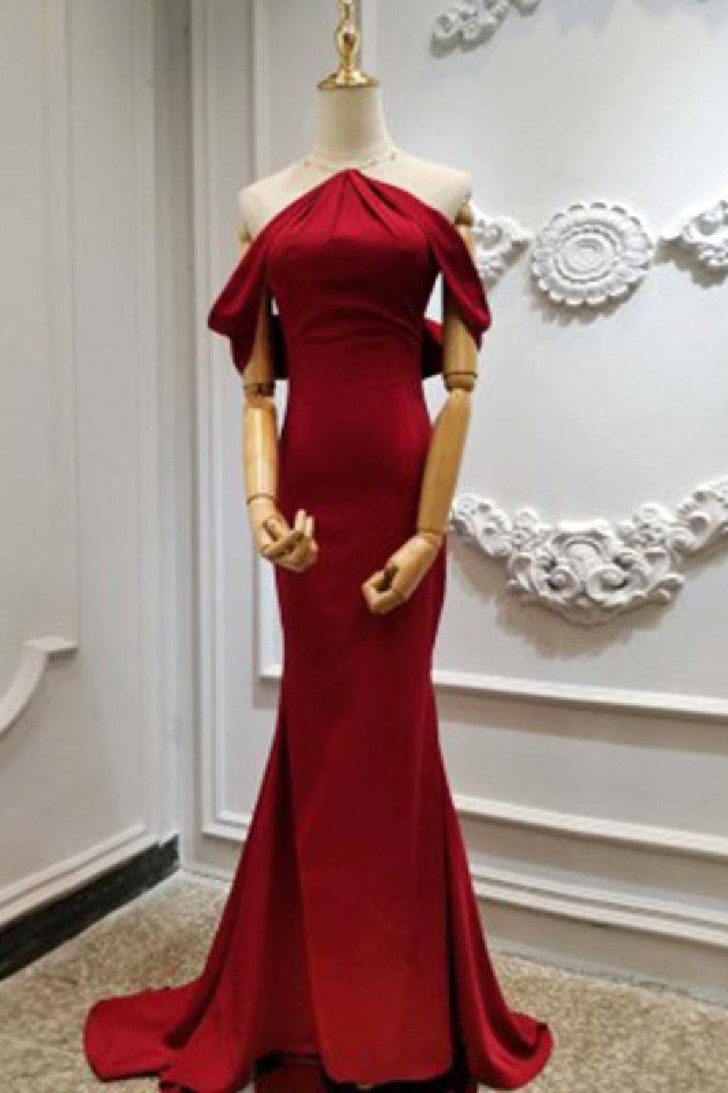Sheath-Column Sweep-Brush Train Elastic Cloth Wedding Dress 674468699596 - COCOMELODY