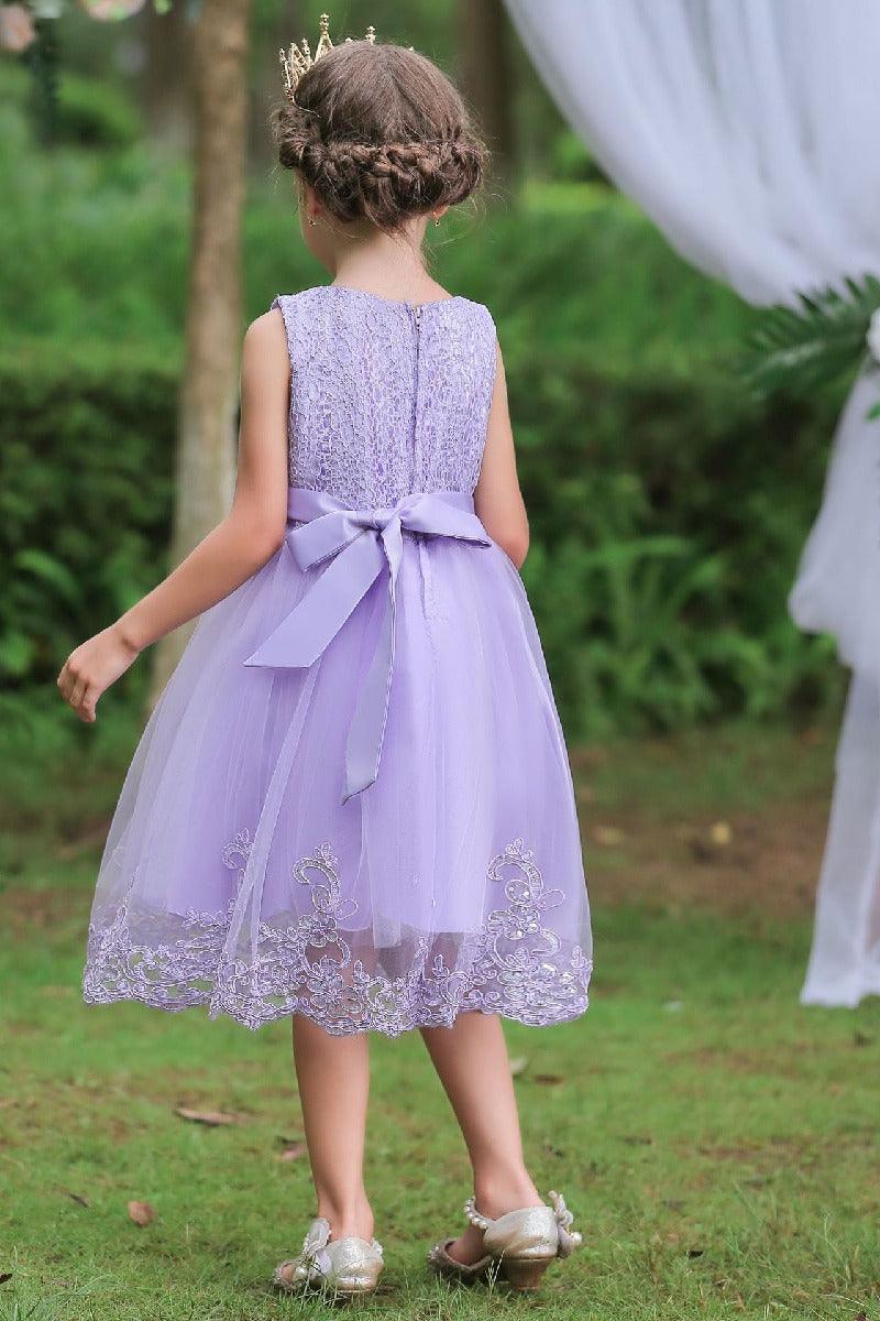 A-Line Scoop Neck Sleeveless Lace/Tulle Flower Girl Dresses With Bow(s) 554482591853 - COCOMELODY