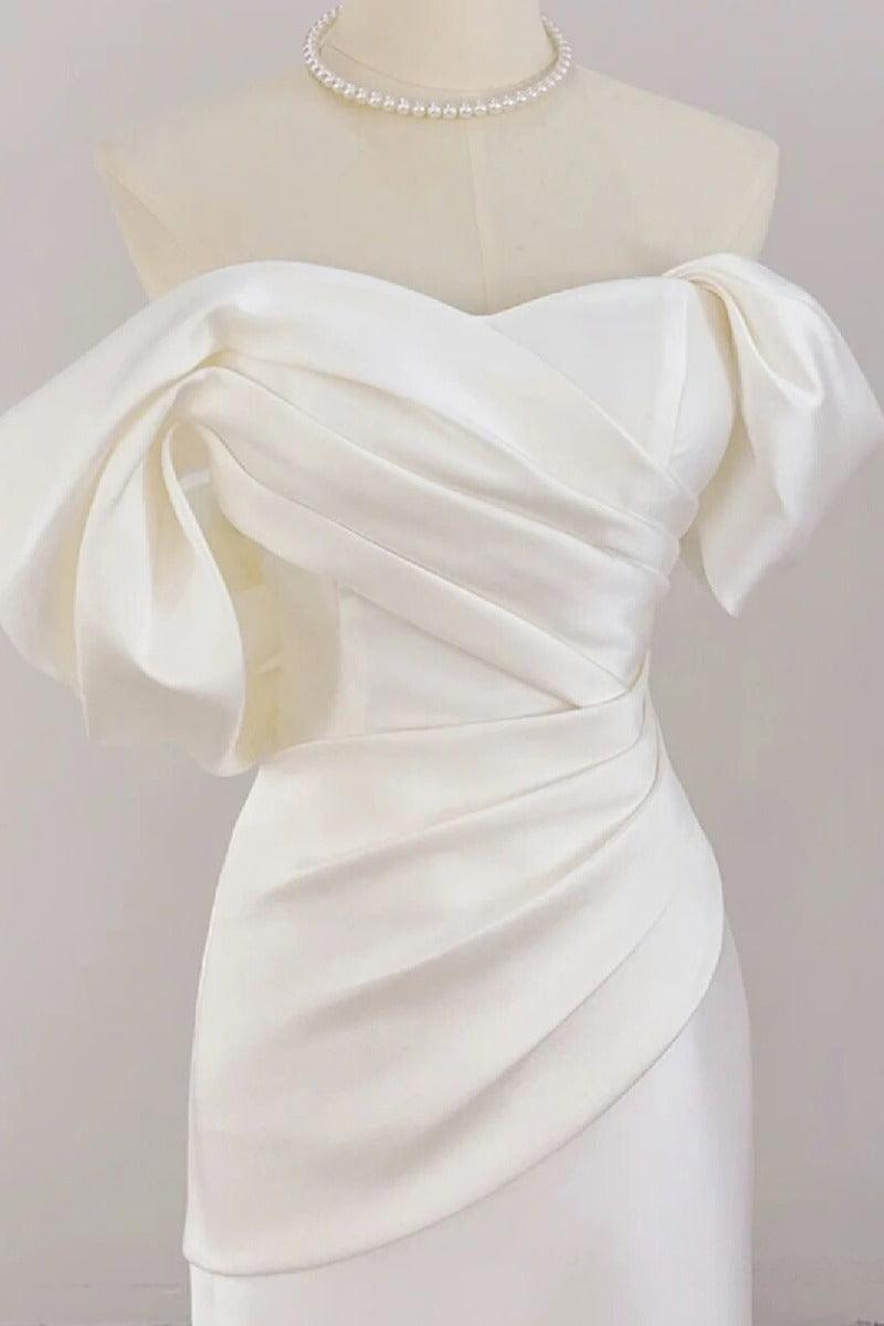 Trumpet-Mermaid Sweep-Brush Train Satin Wedding Dress 730322630162 - COCOMELODY