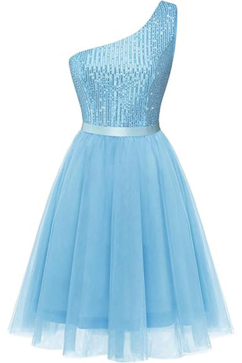 A-Line Mini Tulle Homecoming Dress 836632328295