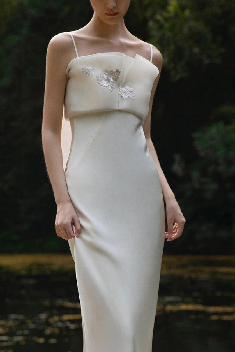 Trumpet-Mermaid Sweep-Brush Train Satin Wedding Dress 753902519963 - COCOMELODY
