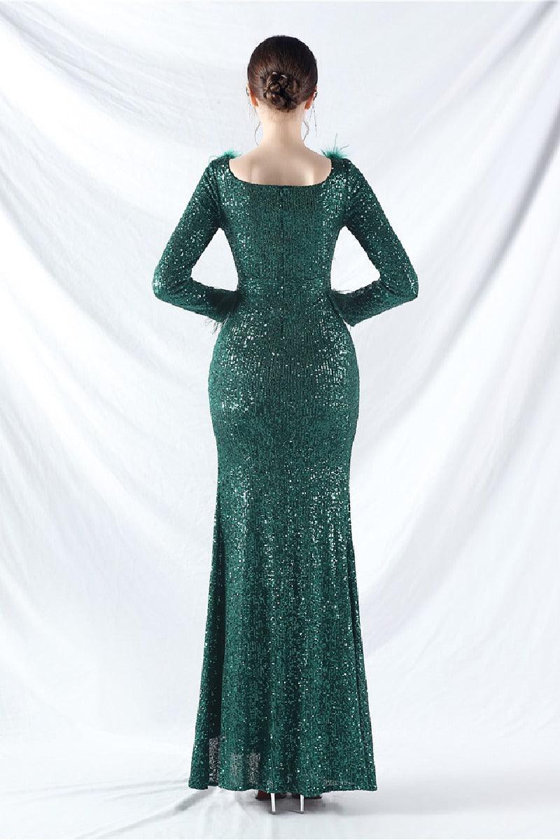 Trumpet-Mermaid Ankle Length Sequined Dress 807936765830 - COCOMELODY