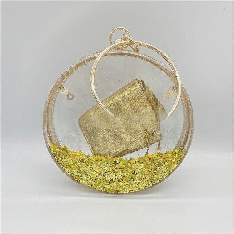 Acrylic bag round quicksand fine glitter bag evening bag 662932203167 - COCOMELODY