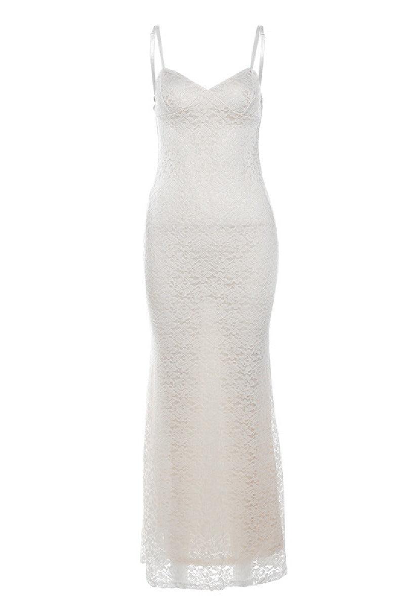 Stylish halter sexy lace low-cut slim-fit cocktail dress 725305139757 - COCOMELODY