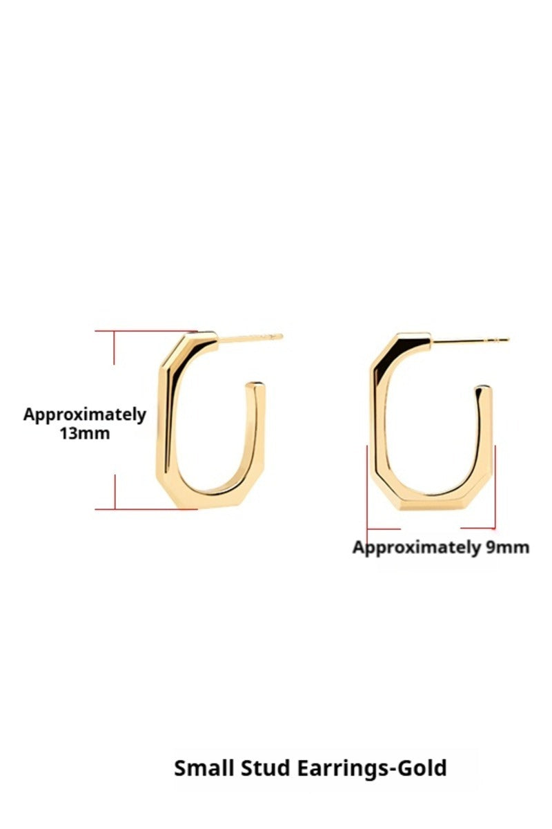 Post Geometric Hexagon Hoop Minimalist Open Earrings 993765592204