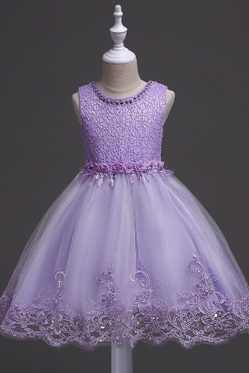 A-Line Scoop Neck Sleeveless Lace/Tulle Flower Girl Dresses With Bow(s) 554482591853 - COCOMELODY