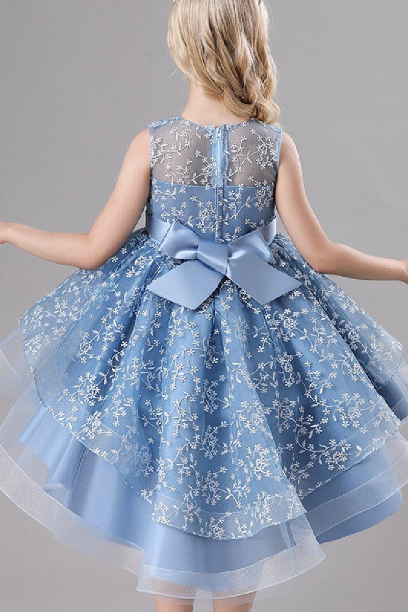 A-Line Scoop Neck Sleeveless High-Low Tulle Flower Girl Dresses 689179187830 - COCOMELODY