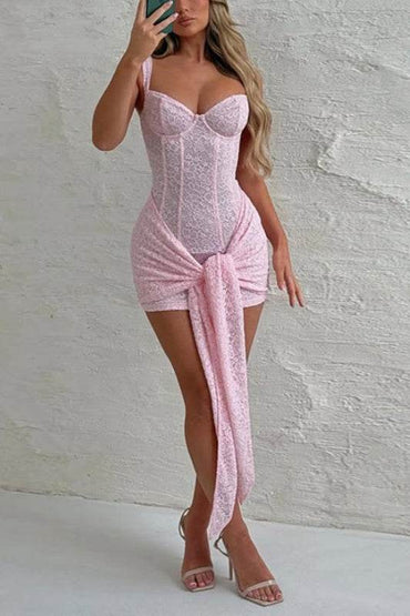 Sheath Mini Lace Cocktail Wedding Guest Dresses 904481144708 - COCOMELODY