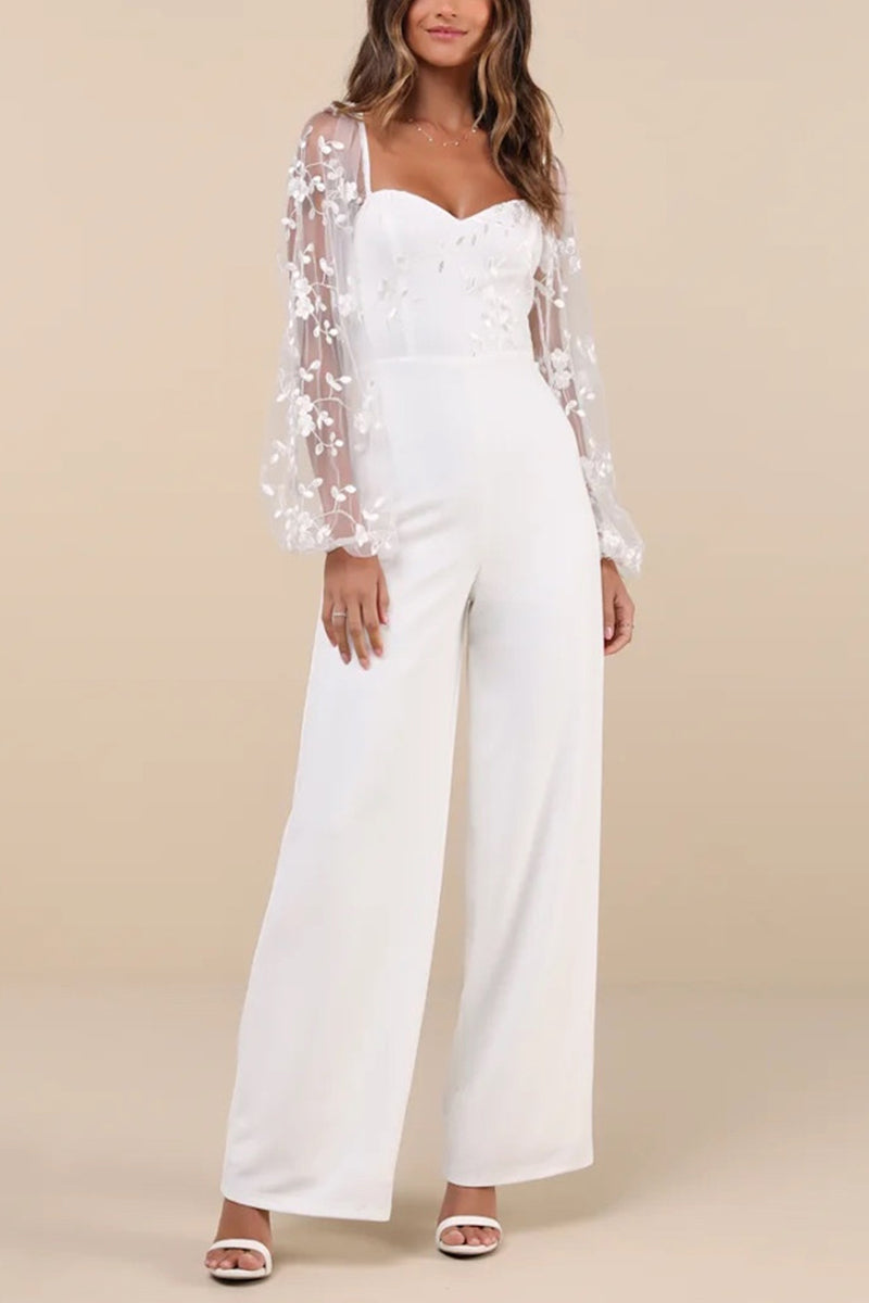 Sweetheart Floor Length Elastic Cloth Wedding Jumpsuit 906548526729