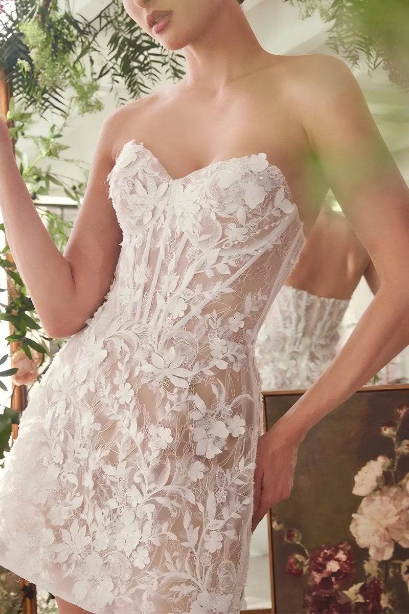short white sheath wedding dress Sparrow Short Wedding Dress with Sleeves