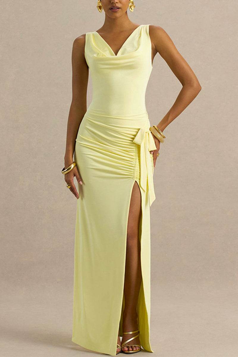 Sheath-Column Maxi Elastic Fabric Semi-Formal Dresses 970032728407 - COCOMELODY
