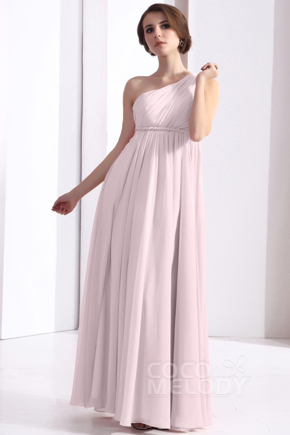 Sheath Floor Length Chiffon Bridesmaid Dress COSF1300D - COCOMELODY