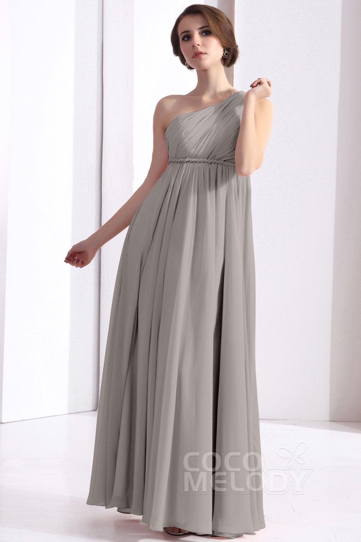 Sheath Floor Length Chiffon Bridesmaid Dress COSF1300D - COCOMELODY
