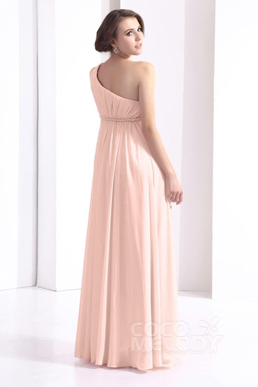 Sheath Floor Length Chiffon Bridesmaid Dress COSF1300D - COCOMELODY