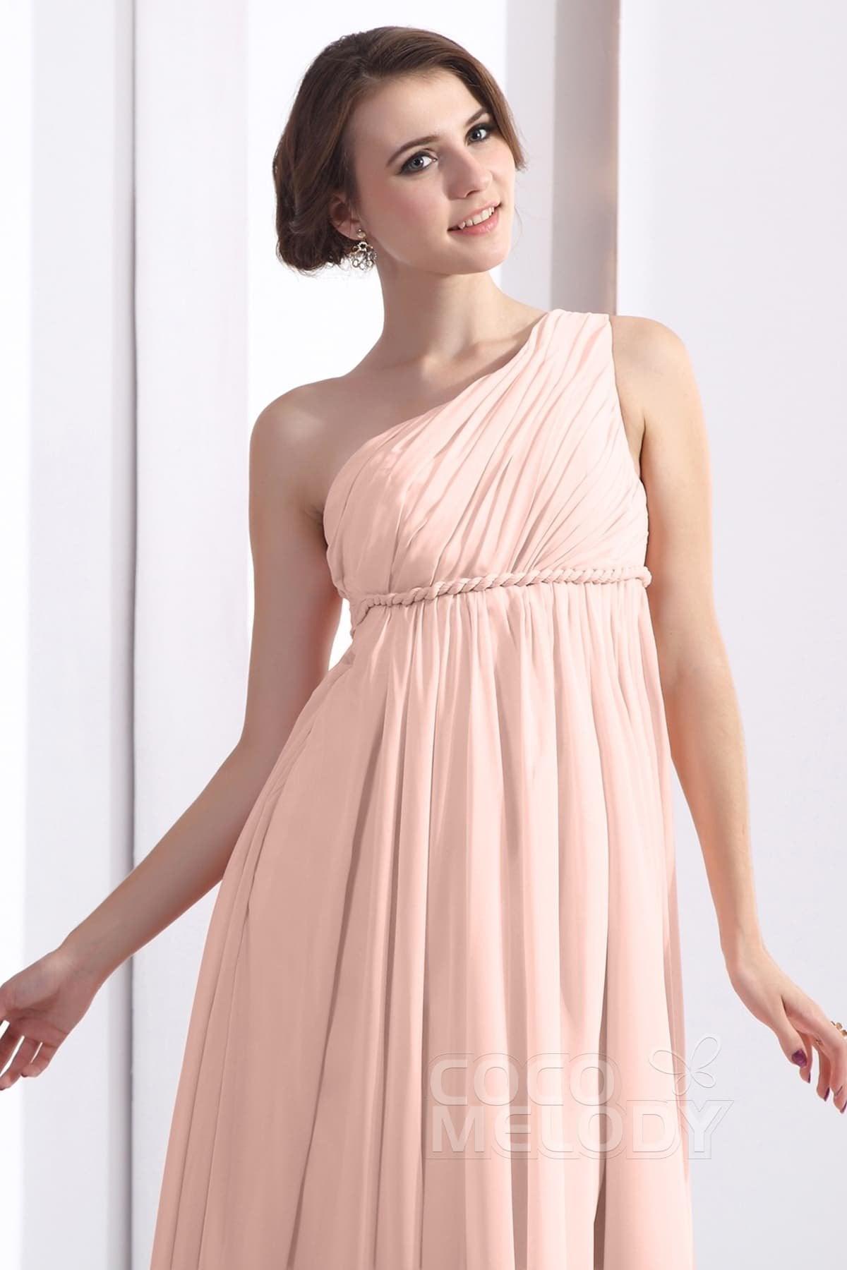 Sheath Floor Length Chiffon Bridesmaid Dress COSF1300D - COCOMELODY