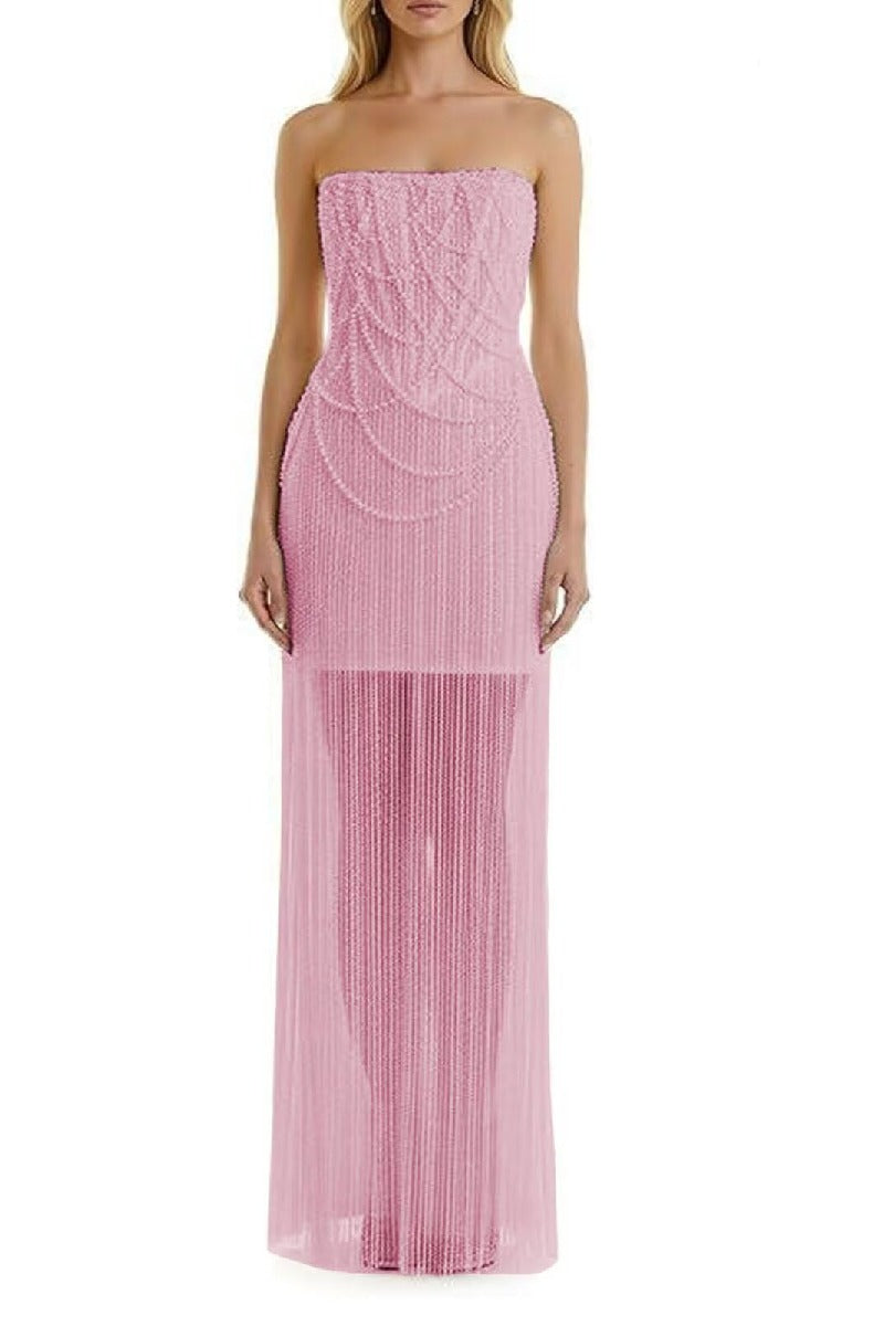 Sheath-Column Strapless Short Pearls Sequin Dress CS1075