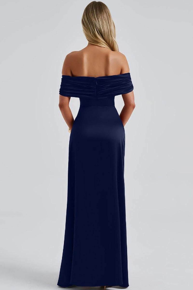 A-Line Elastic Silk like Satin Maxi Formal Wedding Guest Dresses B0DRFDHVGZ - COCOMELODY