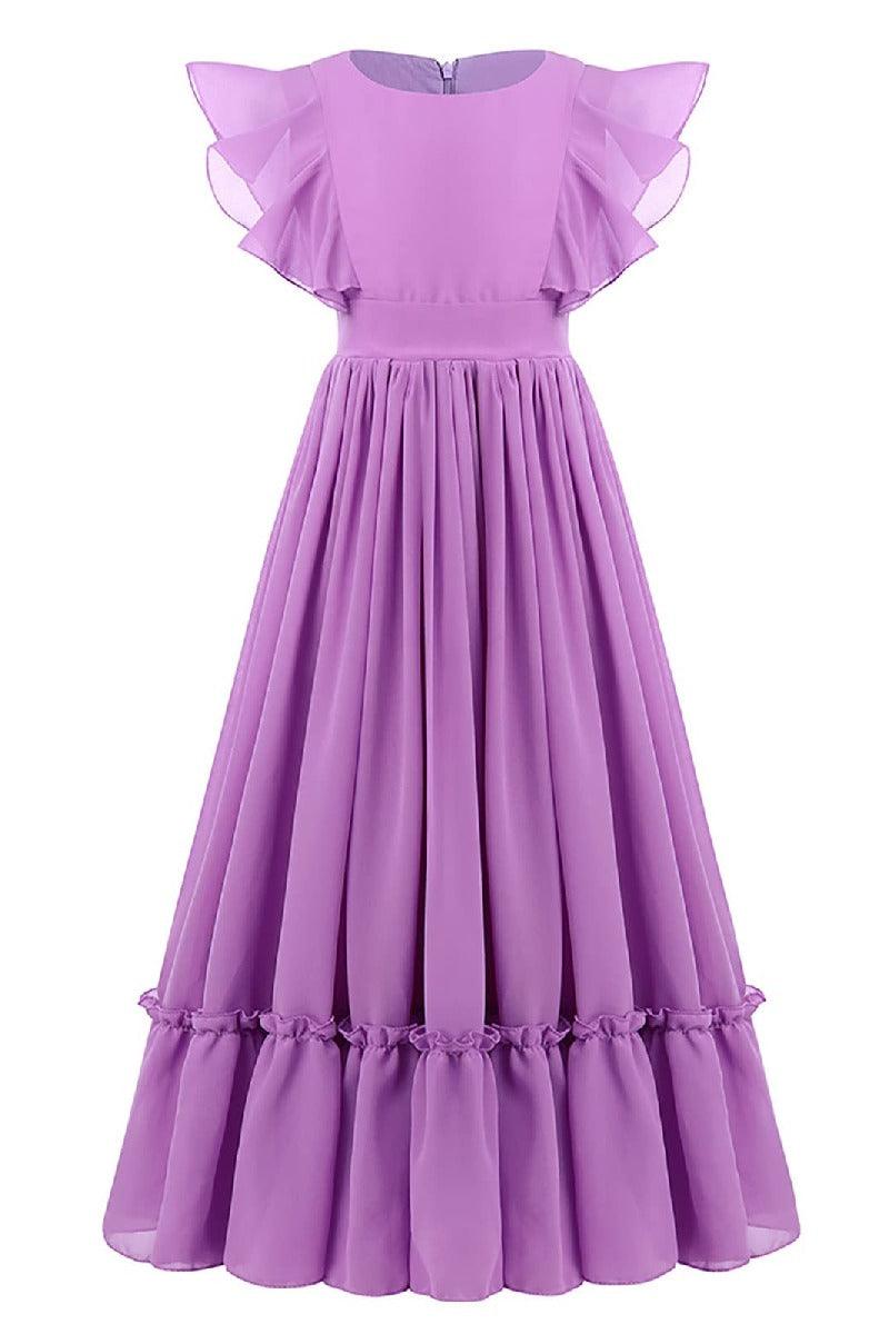 Ruffle Chiffon A-Line Junior Bridesmaid Gown B09JG8X785 - COCOMELODY