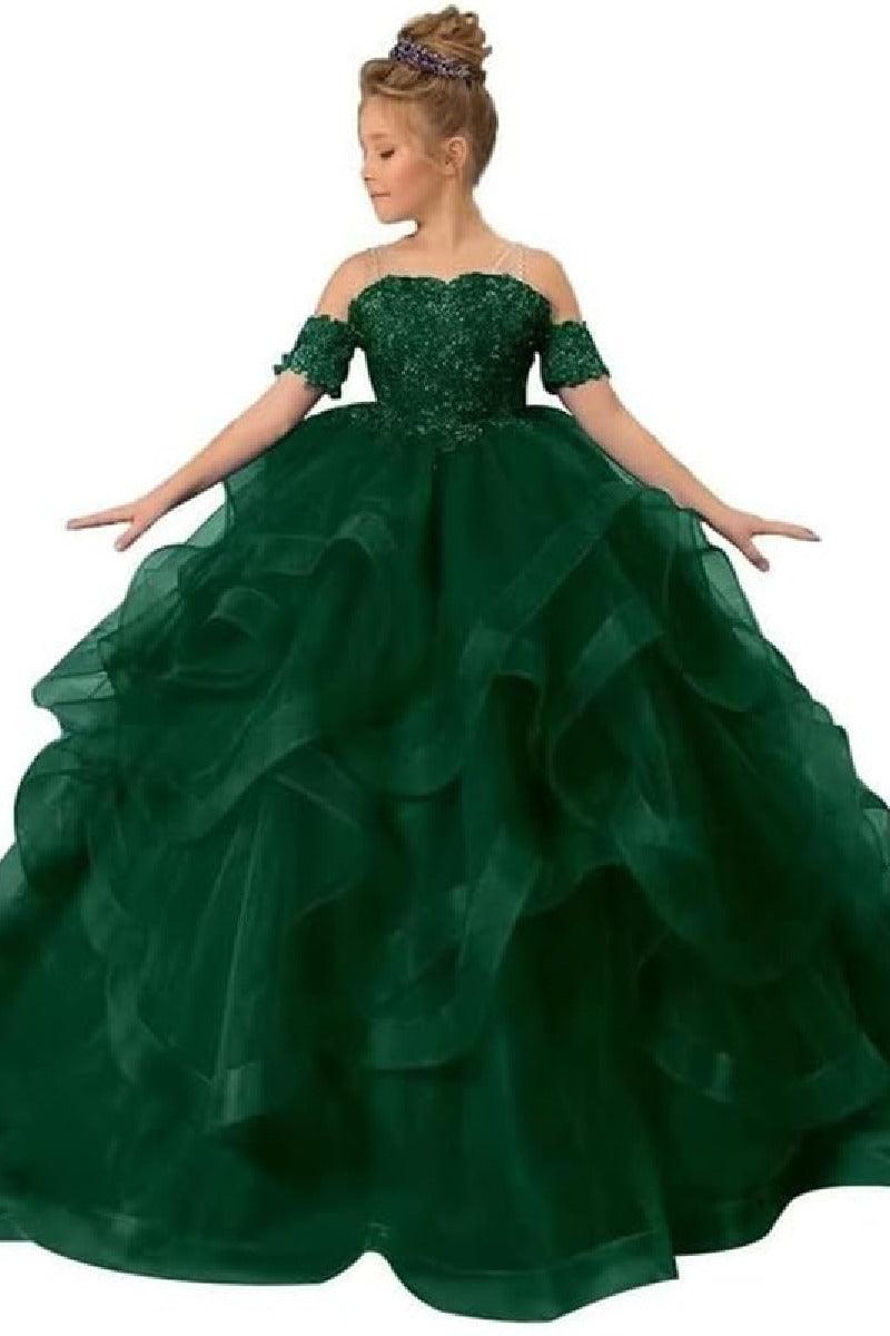 Ball Gown Floor Length Tulle Lace Flower Girl Dress 687176148616