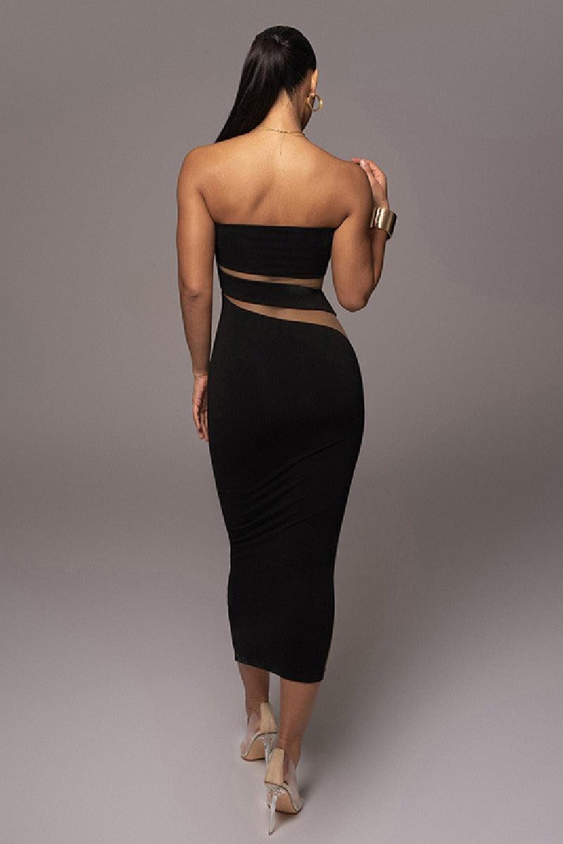 Chic chic party party slim-fit dress with chest cut out and hip wrap 696543455654 - COCOMELODY