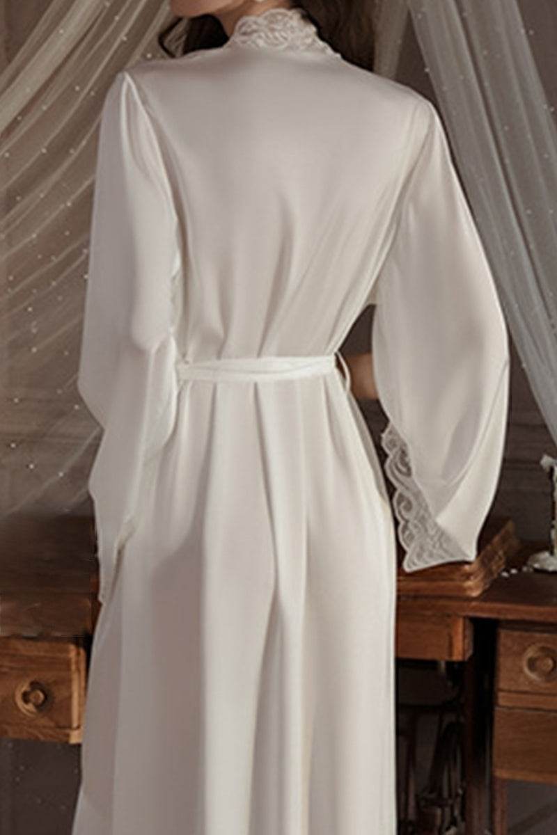 Sexy Lace Panelled Length Robes For Bride 875471798417 - COCOMELODY