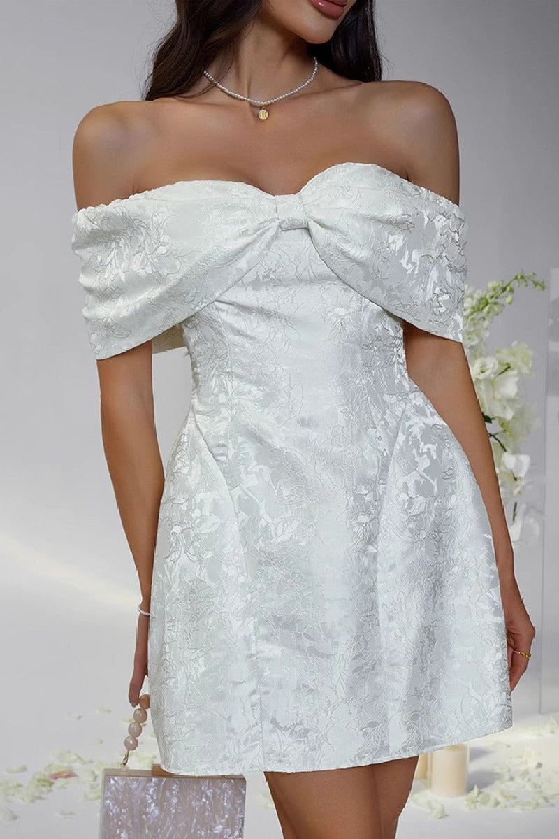 A-Line Mini Jacquard Satin Dress 911548528871