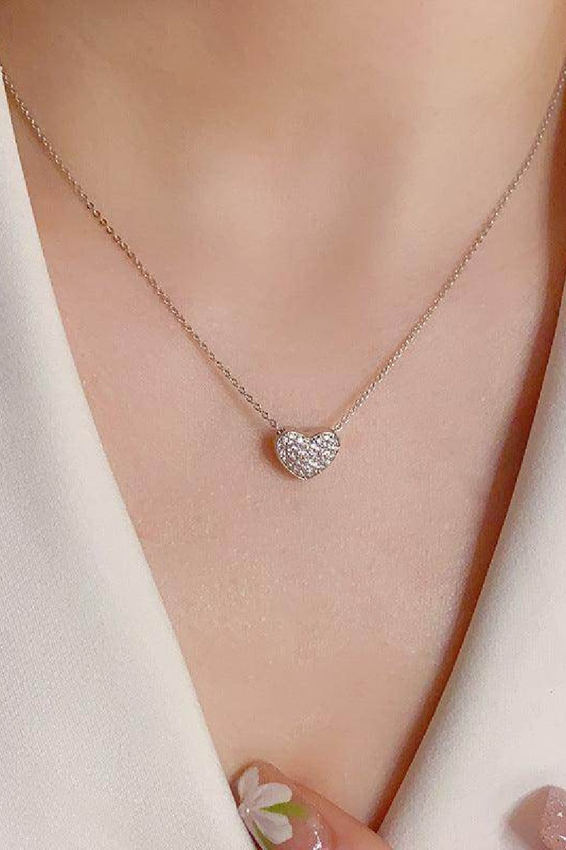 Double sided micro shell set love lock necklace   716747388121
