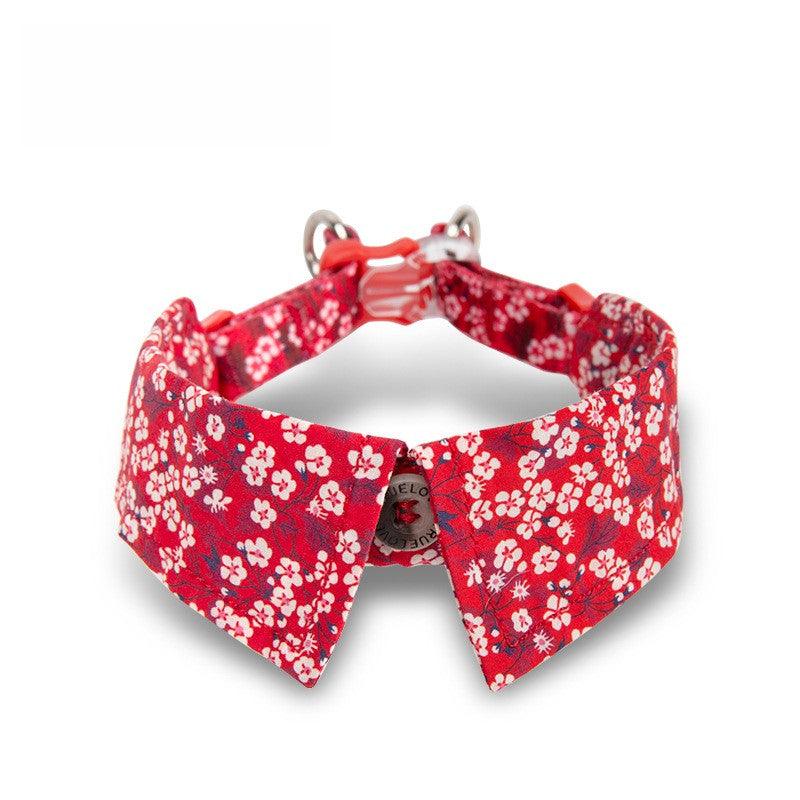 Pet cat floral bow tie collar cotton soft three-speed adjustable buckle 705224552519 - COCOMELODY