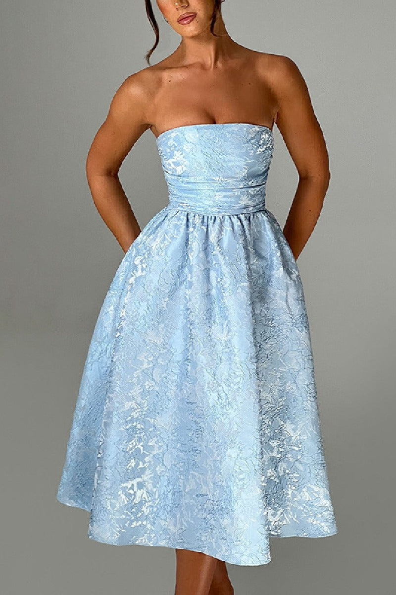 A-Line Midi Jacquard Satin Homecoming Dress 885712252250