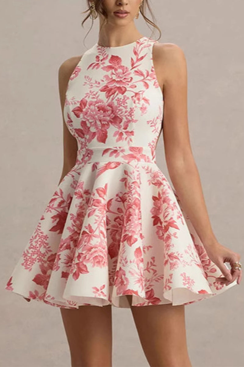 A-Line Mini Print Casual Wedding Guest Dresses 897041198034