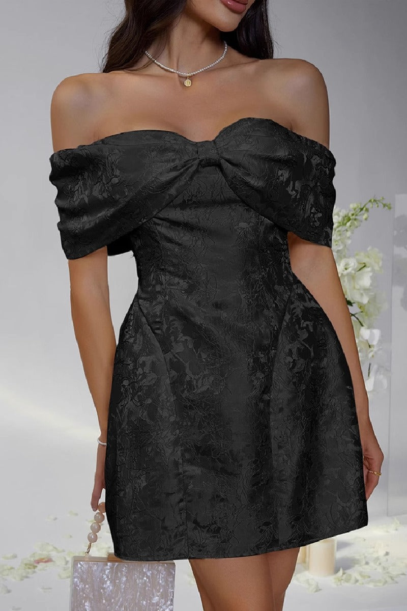 A-Line Mini Jacquard Satin Dress 911548528871