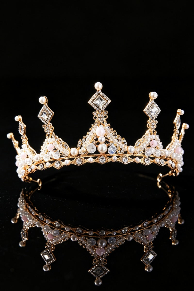 Elegant Wedding Flower Girl Tiara Pearl Rhinestone Crown 617709970463