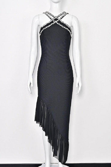 Bandage evening dress irregular flanged hip wrap Hottiecocktail dress 821061402795 - COCOMELODY