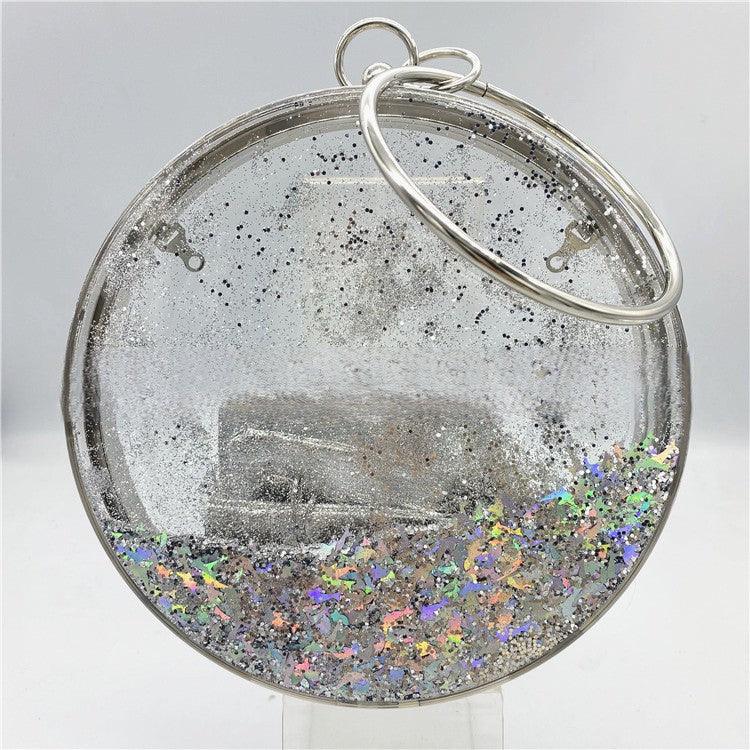 Acrylic bag round quicksand fine glitter bag evening bag 662932203167 - COCOMELODY